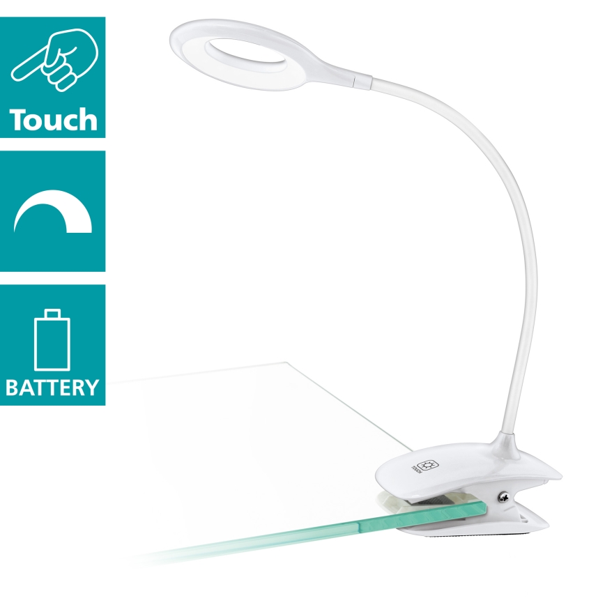 Eglo - LED Лампа з затискачем та регулюванням яскравості 1xLED/3W/5V 500 mAh білий