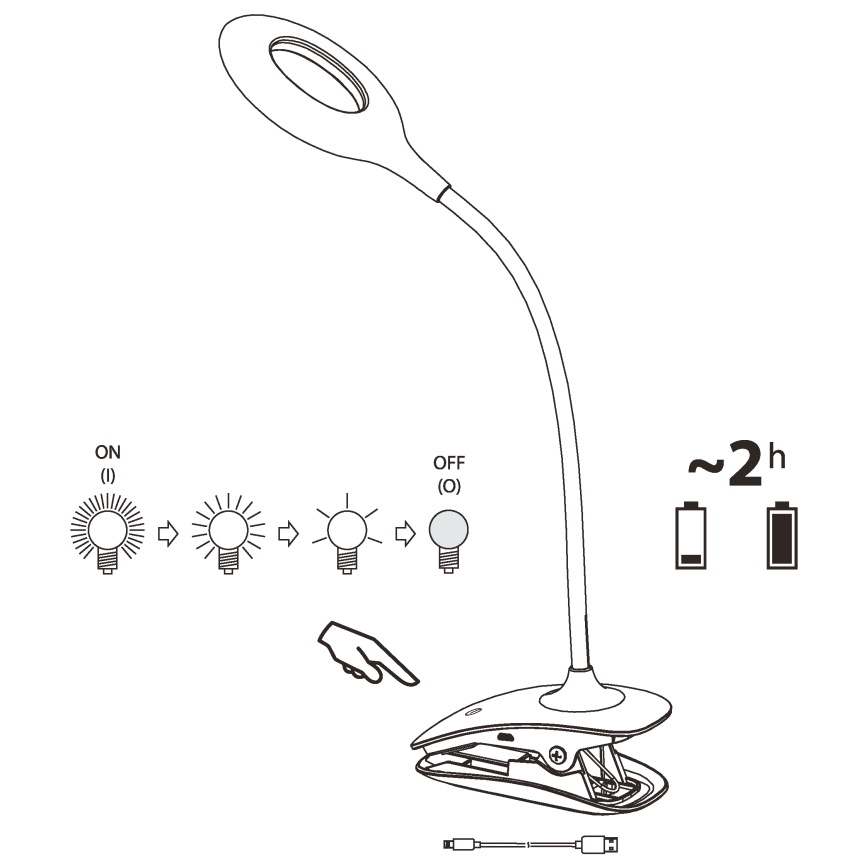 Eglo - Светодиодная лампа с регулированием яркости и зажимом 1xLED/3W/230V 500 mAh белый