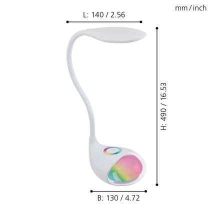 Eglo - Светодиодная настольная диммируемая лампа 1xLED/2,2W+0,3W/230V RGB