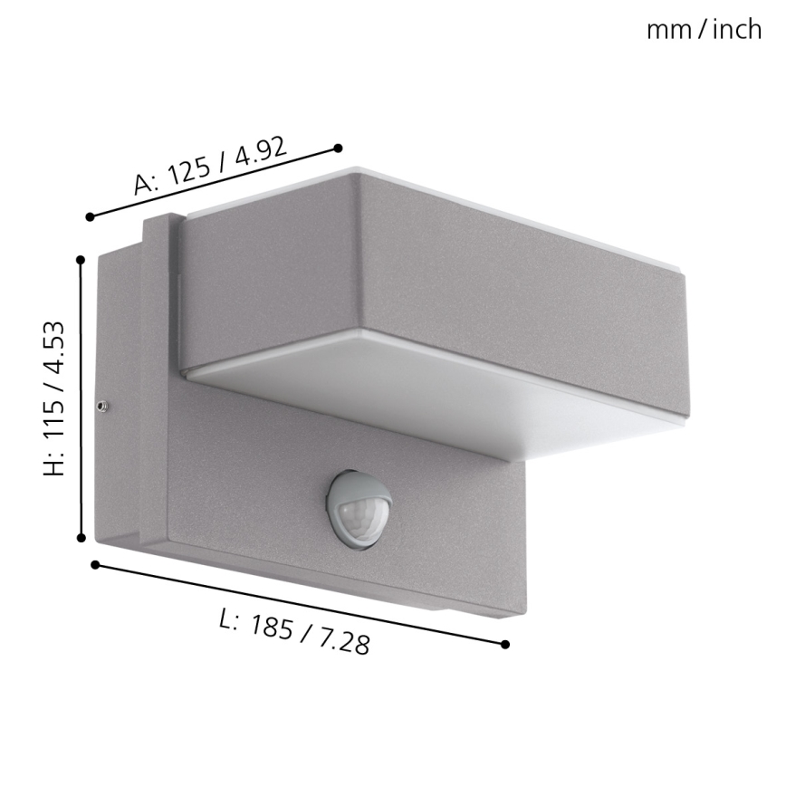 Eglo - Вуличний світлодіодний настінний світильник з датчиком 2xLED/5,6W/230V IP44