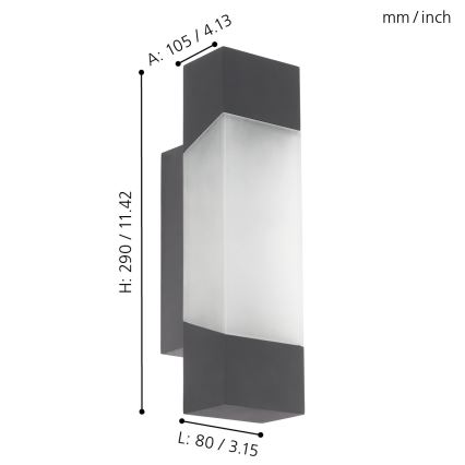 Eglo - Вуличний світлодіодний настінний світильник LED/4,8W/230V IP44
