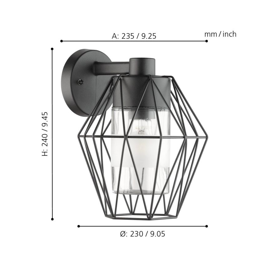 Eglo - Зовнішній настінний світильник 1xE27/60W/230V IP44