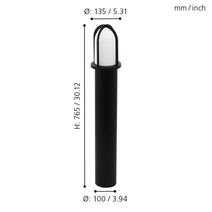Eglo 97229 - Уличный светильник PAULLO 1xE27/40W/230V 765 мм IP44
