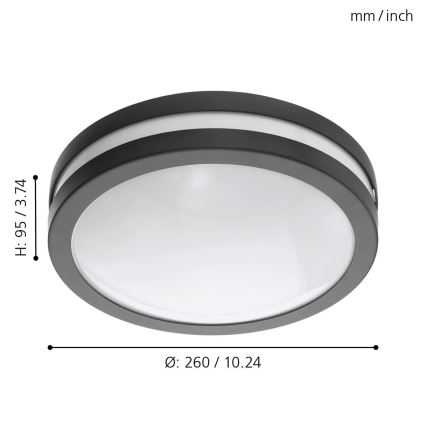 Eglo - Стельовий LED світильник для ванної з регулюванням яскравості LOCANA-C LED/14W/230V Bluetooth IP44 антрацит