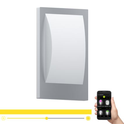 Eglo - Уличный светодиодный настенный светильник с регулированием яркости 1xE27/9W/230V IP44 матовый хром