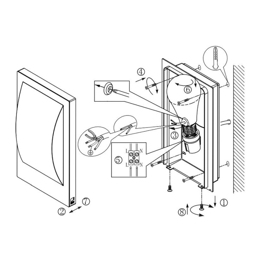Eglo - Уличный светодиодный настенный светильник с регулированием яркости 1xE27/9W/230V IP44 матовый хром