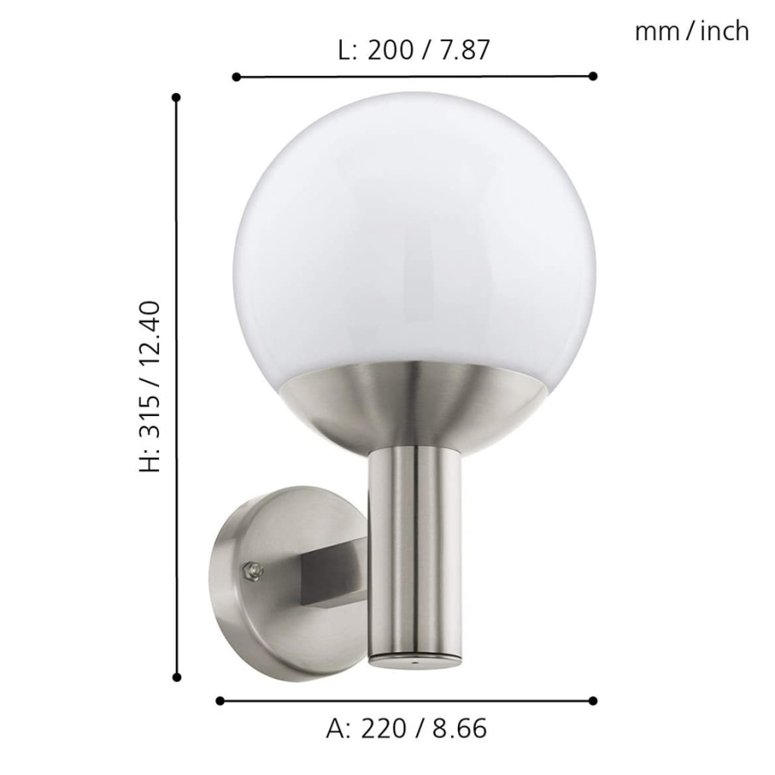 Eglo 97247 - диммируемый светодиодный уличный настенный светильник NISIA-C 1xE27/9W/230V IP44