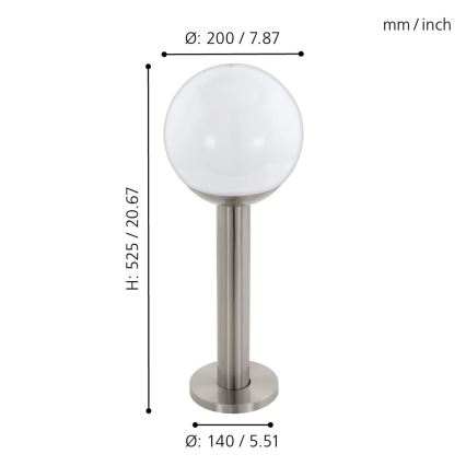 Eglo - Вулична LED лампа з регулюванням яскравості NISIA-C 1xE27/9W/230V 525 мм IP44