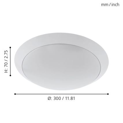 Eglo - Світлодіодний стельовий світильник для ванної кімнати LED/11W/230V білий IP44