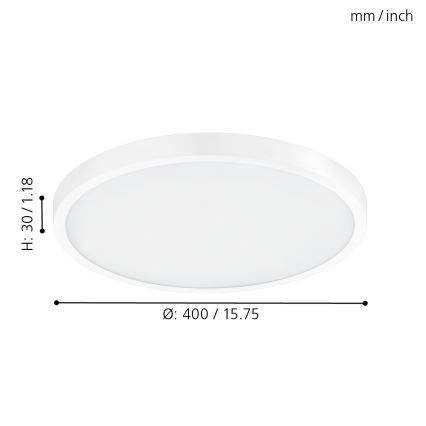 Eglo - Світлодіодний стельовий світильник 1xLED/25W/230V білий круглий 2500 lm