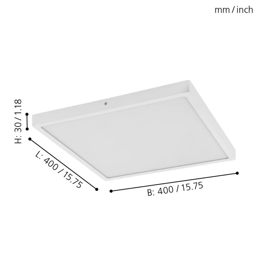 Eglo - Світлодіодний стельовий світильник 1xLED/25W/230V білий кутовий 2500 lm