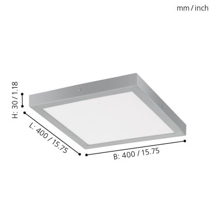 Eglo - Светодиодный потолочный угловой светильник 1xLED/25W/230V серебряный