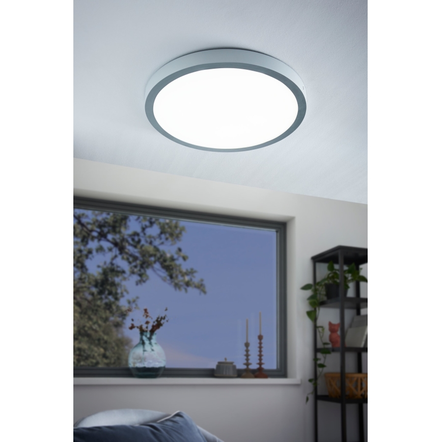 Eglo - Світлодіодний стельовий світильник 1xLED/25W/230V срібний круглий 4000K