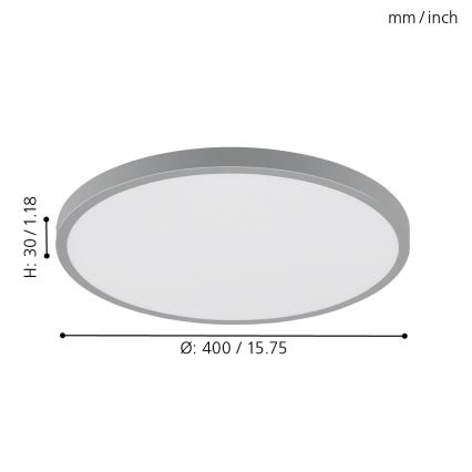 Eglo - Світлодіодний стельовий світильник 1xLED/25W/230V срібний круглий 4000K