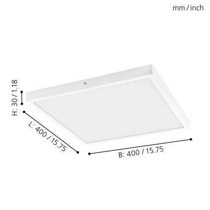Eglo - LED Потолочный светильник LED/25W/230V белый квадратный 4000K 40x40 cm