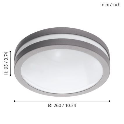 Eglo - LED світильник для ванної з регулюванням яскравості LOCANA-C LED/14W сірий IP44