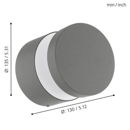 Eglo 97301 - Вуличний світлодіодний настінний світильник MELZO LED/11W/230V сірий IP44