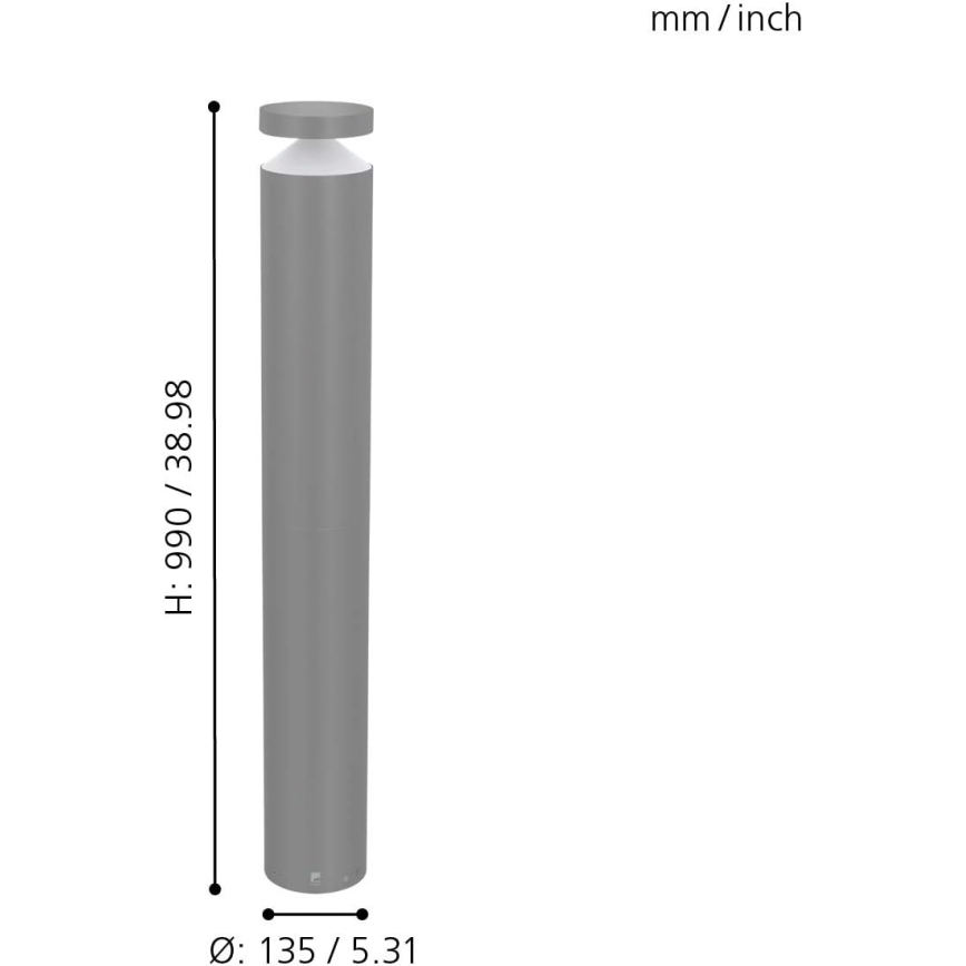Eglo 97302 - LED зовнішній світильник MELZO LED/11W/230V, сірий, 990 мм, IP65