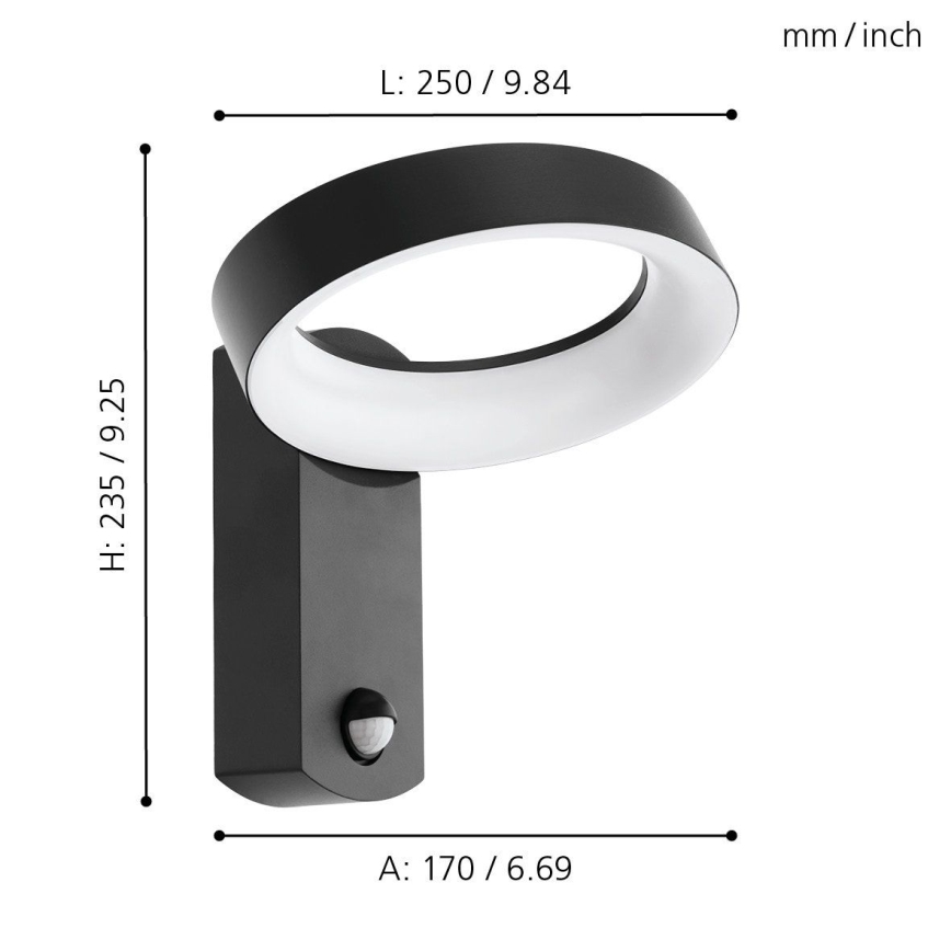 Eglo - Вуличний світлодіодний настінний світильник з датчиком LED/11W/230V IP44