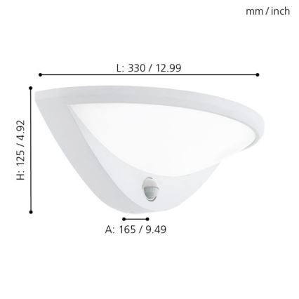 Eglo - Уличный светодиодный настенный светильник с датчиком 1xLED/9,3W/230V IP44