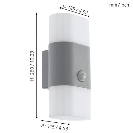 Eglo 97313 - Уличный светодиодный настенный светильник с датчиком FAVRIA 1 2xLED/5,5W/230V