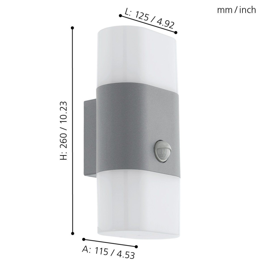 Eglo 97313 - Уличный светодиодный настенный светильник с датчиком FAVRIA 1 2xLED/5,5W/230V