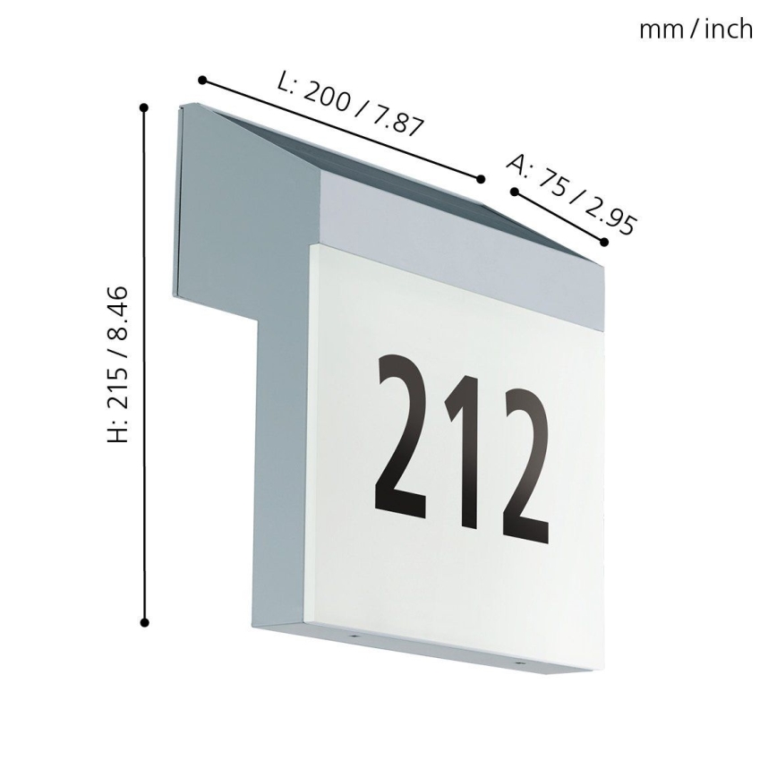Eglo - Номер дома с подсветкой на солнечной батарее LED/2W/3,7V 2000 mAh IP44