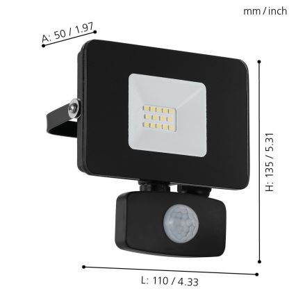 Eglo - Світлодіодний прожектор з датчиком LED/10W/230V IP44