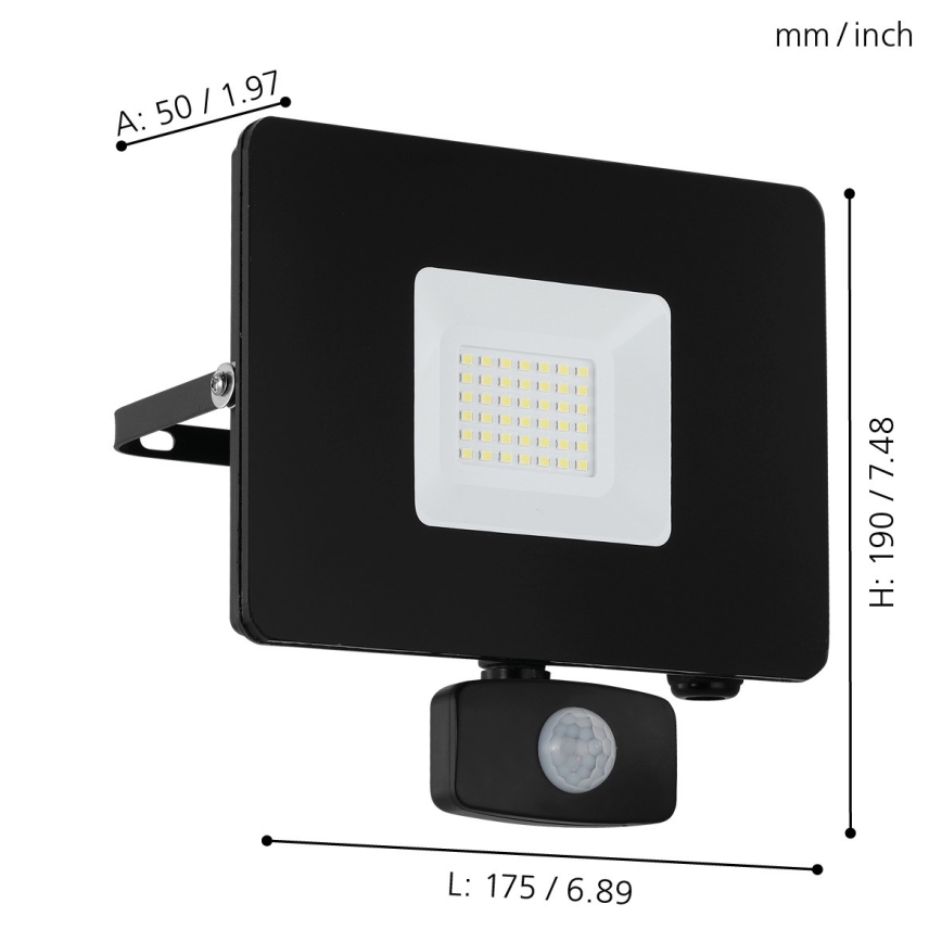 Eglo - Світлодіодний прожектор з датчиком LED/30W/230V IP44
