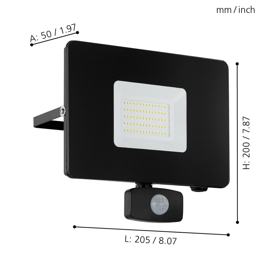 Eglo - Светодиодный прожектор с датчиком LED/50W/230V IP44