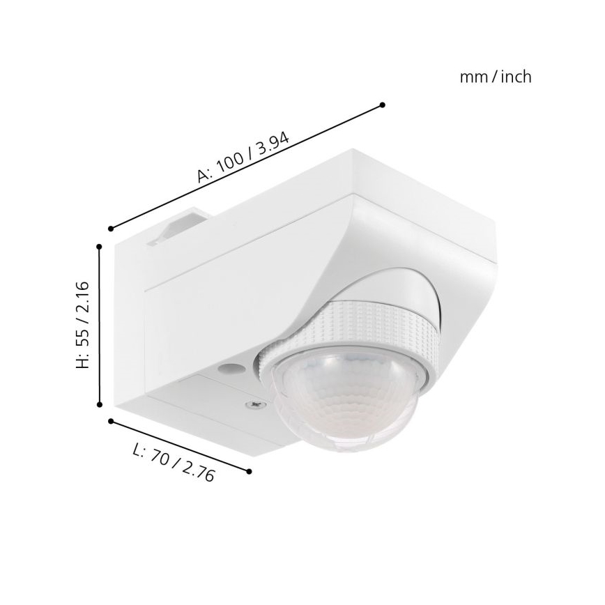 Eglo 97466 - Зовнішній датчик руху та сутінків DETECT ME 4 12 м білий IP44