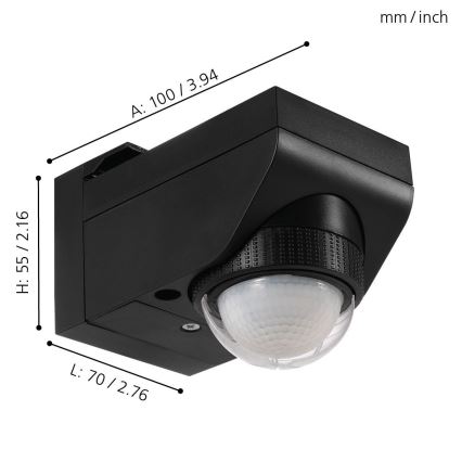 Eglo - Наружный датчик движения и сумерек 12 м чёрный IP44