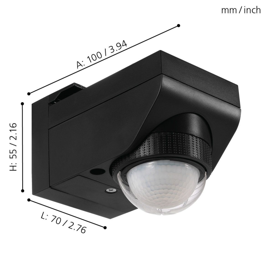 Eglo 97467 - Зовнішній датчик руху та датчик сутінків DETECT ME 4 12 м чорний IP44