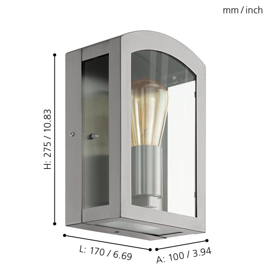 Eglo 97477 - Уличный настенный светильник PARETTA 1xE27/60W/230V IP44 матовый/хром