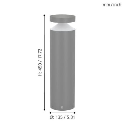 Eglo - Уличная светодиодная лампа LED/11W/230V IP4серая 450 мм