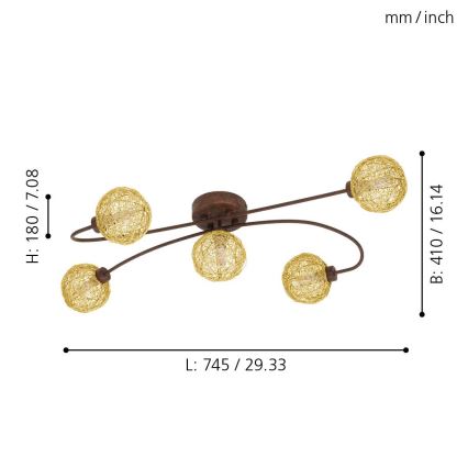 Eglo 97727 - Светодиодная припотолочная люстра CARIS 1 5xLED/3W/230V