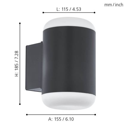 Eglo 97844 - Уличный настенный светильник MERLITO 1xE27/10W/230V IP44 черный