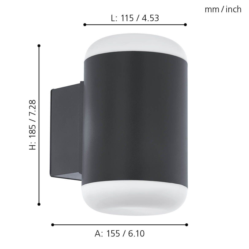 Eglo 97844 - Уличный настенный светильник MERLITO 1xE27/10W/230V IP44 черный