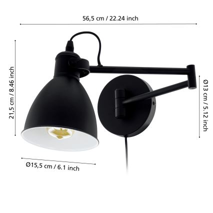 Eglo - Настінний світильник 1xE27/10W/230V