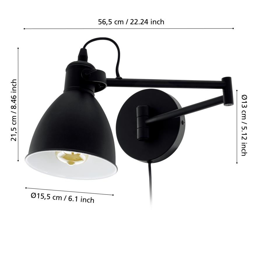 Eglo - Настінний світильник 1xE27/10W/230V