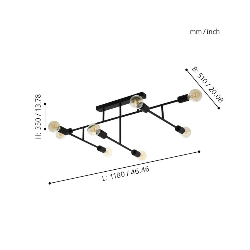 Eglo - Припотолочная люстра 8xE27/40W/230V черная