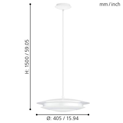Eglo - Світлодіодна RGB люстра на тросі з регулюванням яскравості MONEVA-C LED/18W/230V