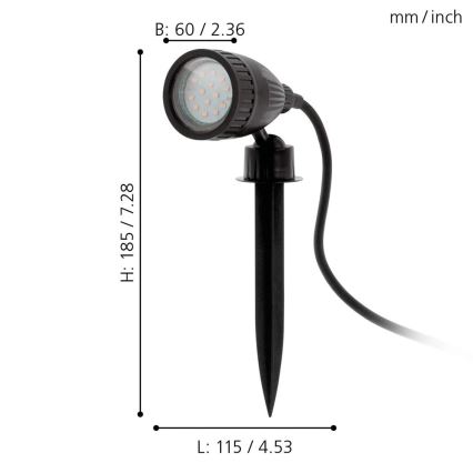 Eglo 98052 - Світлодіодний вуличний RGB-світильник NEMA-C 1xGU10/5W/230V IP44