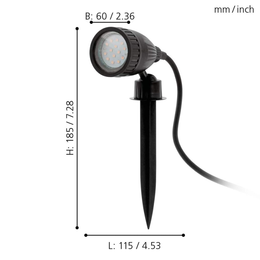 Eglo 98052 - Світлодіодний вуличний RGB-світильник NEMA-C 1xGU10/5W/230V IP44