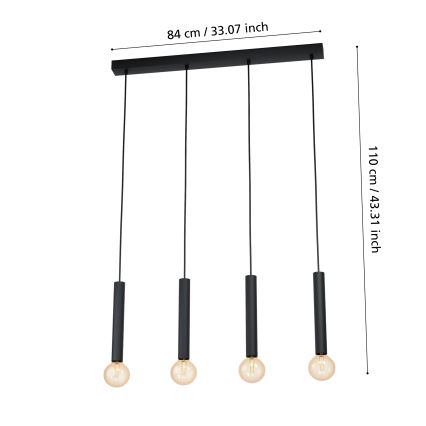 Eglo - Люстра на мотузці 4xE27/60W/230V