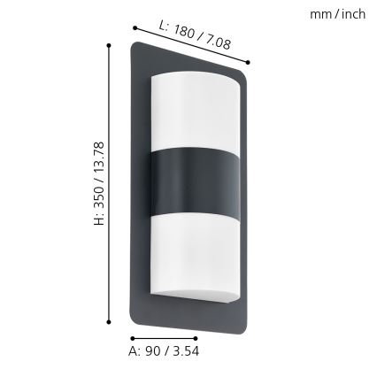 Eglo - Зовнішній настінний світильник 2xE27/10W/230V IP4чорний