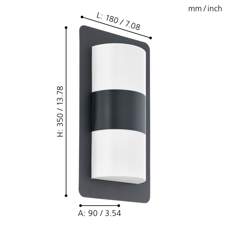 Eglo - Зовнішній настінний світильник 2xE27/10W/230V IP4чорний