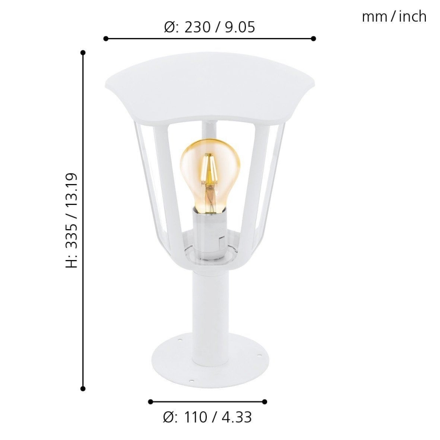 Eglo 98117 - Уличный светильник MONREALE 1xE27/60W/230V IP44, высота 335 мм, белый