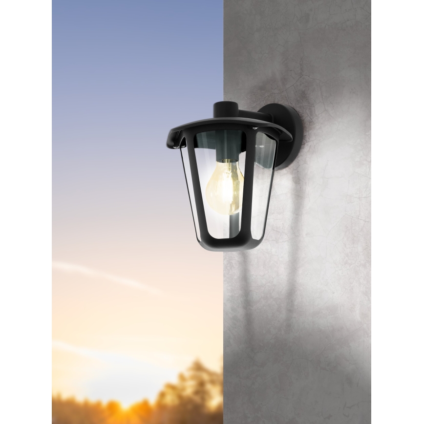 Eglo - Зовнішній настінний світильник 1xE27/60W/230V IP4чорний