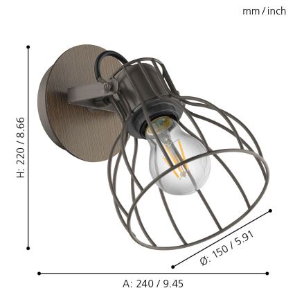 Eglo 98134 - Настенный прожектор SAMBATELLO 1xE27/40W/230V